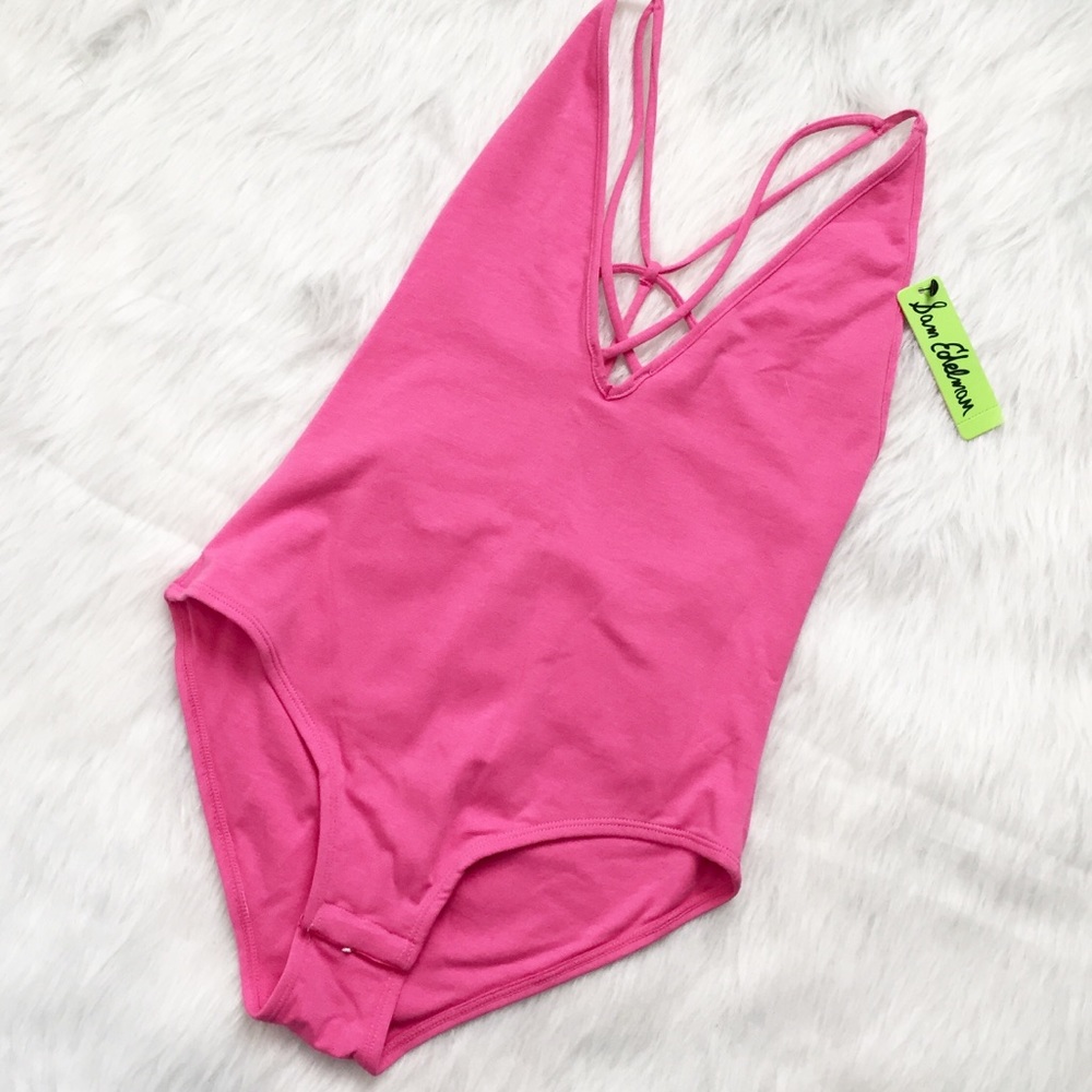 NWT Sam Edelman Pink Plunge Strappy Bodysuit